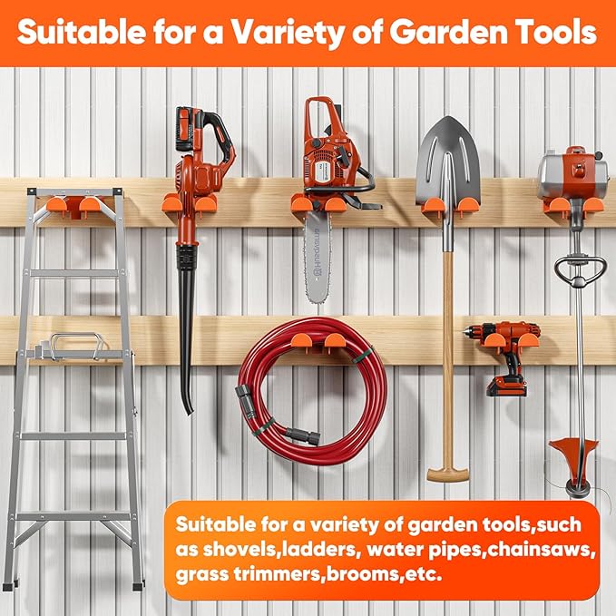 Weedeater Hanger,4 Pack Garage Tool Organizer Storage Trimmer Rack for Open Trailer, Heavy Duty Metal Grass String Weed Wacker Eater Holder Wall Mount Loads 25lbs,Garden Hooks for Most Tools