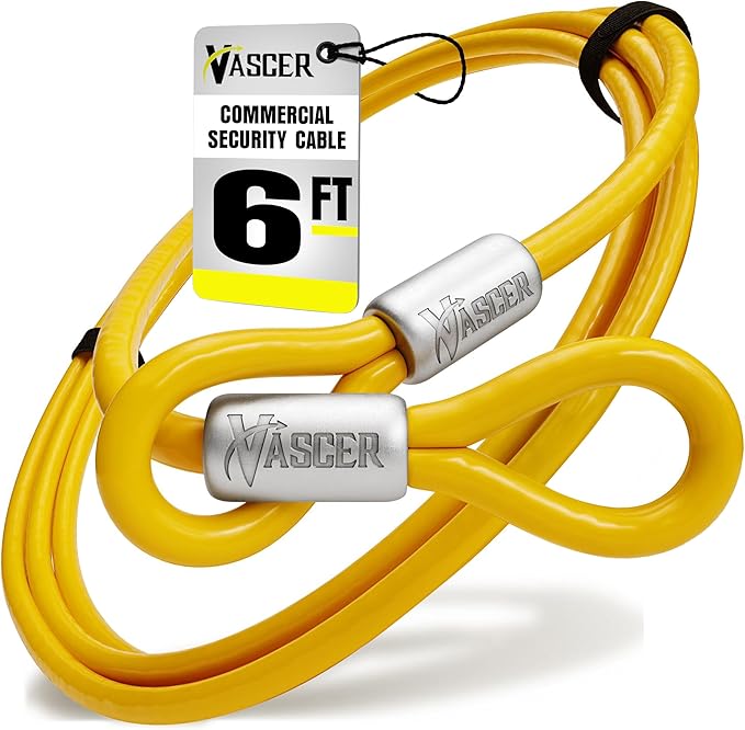 Commercial Heavy Duty Braided Galvanized Steel Anti-Theft Security Cable with Looped Ends. (1/2 Inch Thick, 7x19 Construction, 6 Feet)