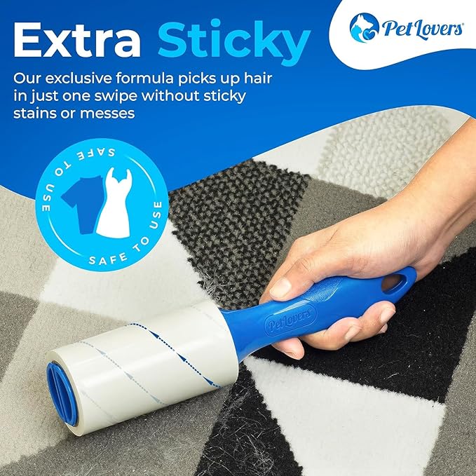 PetLovers Extra Sticky Lint Roller Mega Value Set 450 Sheets for Pet Hair Removal and Clothes, Dog and Cat Lint Remover 5 Pack