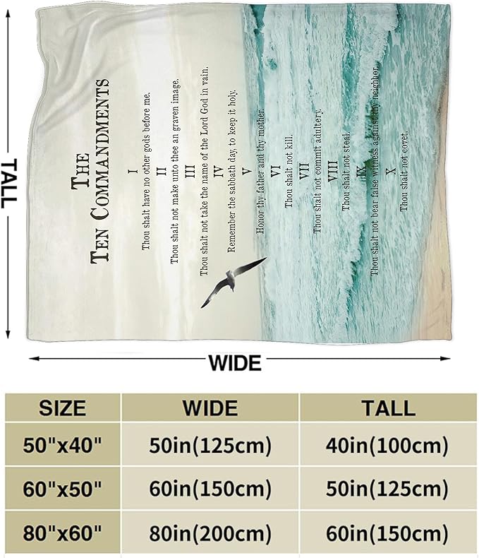 Christian Bible Blanket 10 Commandments Throw Blanket Christian Gifts and Decor Religious Bible Verse Blanket for Girls Women Kids Adults Soft Warm Cozy Fleece Blanket for Couch Sofa Bed 80"x60"
