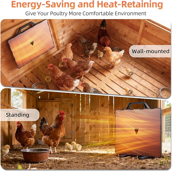 Smart Chicken Coop Heater, 140W Radiant Heat Panel with Adjustable Temp, Chicken Coop Heater for Winter, Quiet & Light-Free Design, ETL/UL Certified Safe, Suitable for Pets and Animals in Winter