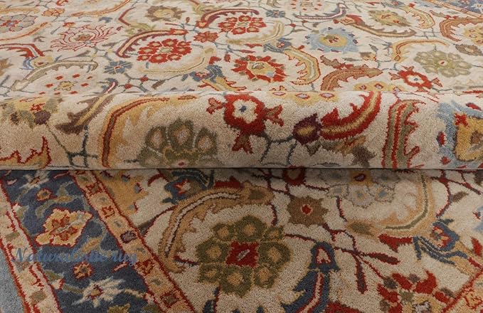 Handmade Tufted 100% Wool Area Rug Traditional Rug Bedroom Living Room Office for Luxury Home (Multi Red, 4' x 6')