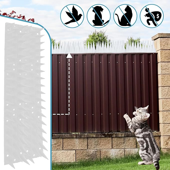Bird Spikes,Clear,6 Pack Bird deterrents for Outside,Keep Raccoon Squirrel Pigeon Away,Fence Spike for Garden Patio
