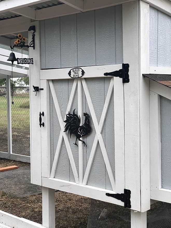 HOME MASTER HARDWARE 8 in Heavy Duty Decorative T Strap Hinge Shed Storage Gate Barns Tee Hinges with Screws Black Finish 6 Pack