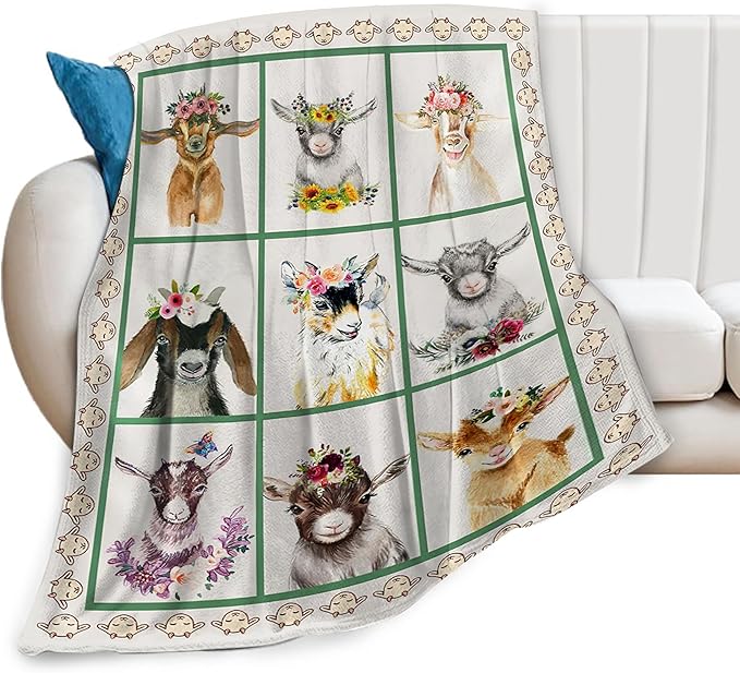 Cute Lamb Blanket Goat Sheep Baby Decor Throw Blanket Super Warm Soft Plush Fleece Flannel Farmhouse Blanket Gifts for Girls Kids Women Boys for Winter Couch Bedding 50"X60"