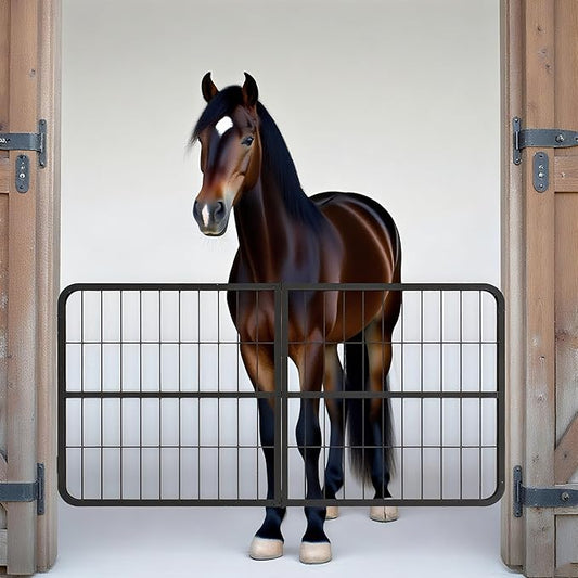 48" Wide X 24" High Stall Guards for Horses, 1" Thick Steel Frame Horse Stall Guard, Heavy Duty Horse Stall Gate, Fits Standard Barn Doorways, Durable, Safe, Easy to Install