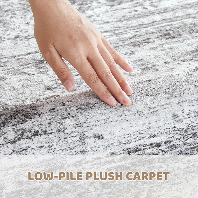 3x5 Area Rug Living Room Rugs - Washable Neutral Modern Abstract Soft Thin Rug Indoor Floor No Slip Rug Carpet for Bedroom Under Dining Table Home Office Decor - Light Gray
