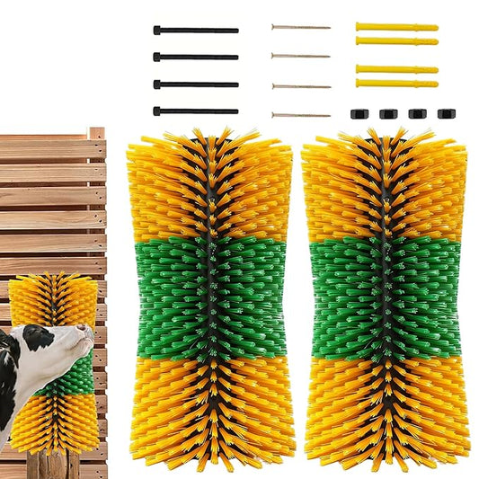 2PCS Large-Waist Livestock Scratching Brush for Cattle, Horses, Goats, Pigs & Sheep – Heavy-Duty Grooming & Massage Brush Relieves Itching – Includes 16 Screws