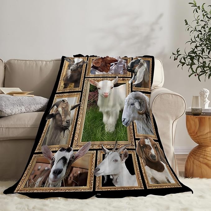 Goat Blanket Ultra Soft Cozy Sheep Throw Blanket Fleece Fuzzy Plush Bedding Goat Sheep Lovers Gifts for Women Girls Kids Adults 50"x40"