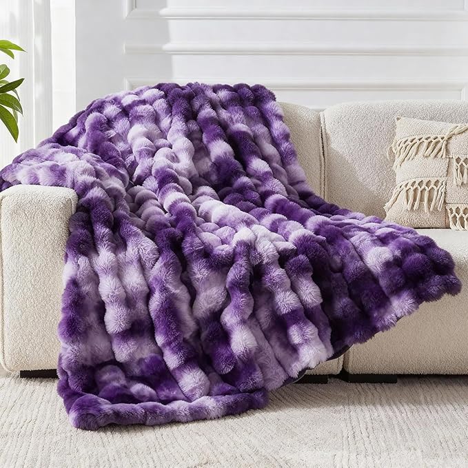 Faux Fur Twin Blanket for Couch, 1000 GSM Cozy Fuzzy Fluffy Soft Plush Thick Bubble Sherpa Blanket for Sofa Bedroom Living Room, Mothers Day Birthday Gifts for Women Home Decor