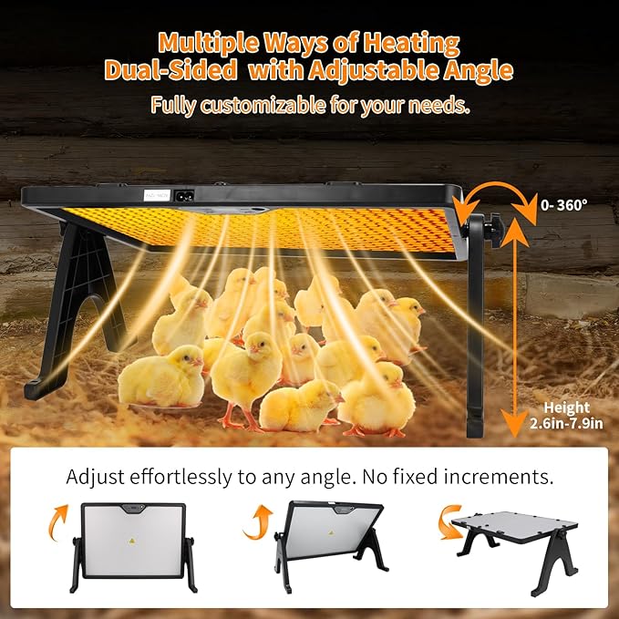 180W Radiant Chicken Coop Heater Energy-Efficient Winter Heating, Safer Alternative to Brooder Lamps,Heater with 2 Heating Plates for Chick Kitten Puppy Pets Animals