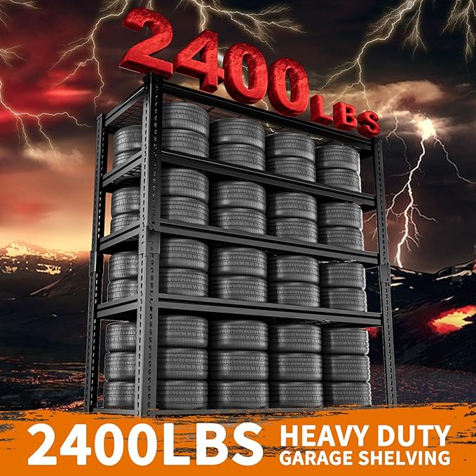 Storage Shelves Heavy Duty, 4 PCS 36"L x 16"W x 72"H Garage Wire Shelving Unit Loads 2400LBS, 5-tier Adjustable Metal Industrial Utility Shelf Rack for Kitchen, Laundry, Pantry, Warehouse, Basement