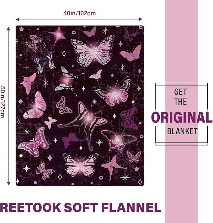 Butterfly Blanket for Butterfly Lovers, Soft Flannel Butterflies Gifts for Women, Girls, Butterflies Blanket Gifts for Adults Kids, Birthday Gifts for Christmas Thanksgiving 40x50