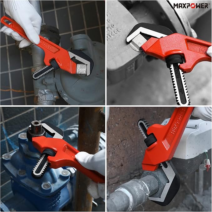 MAXPOWER Adjustable Offset Hex Wrench, 12 Inch, Red, Cast Iron