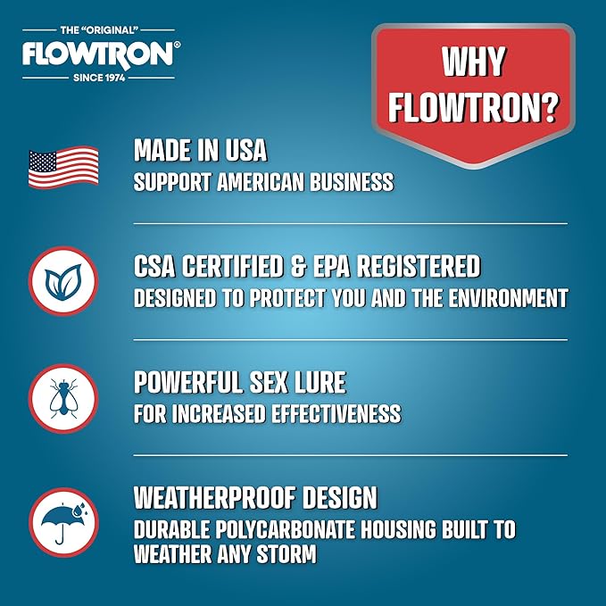 Flowtron Electric Bug Zapper 2 Acres Outdoor Insect Control with Dual Lure Method, 120W UV Light & Octenol Attractant for Fly & Mosquito, 5600V Kill Grid, Made in USA