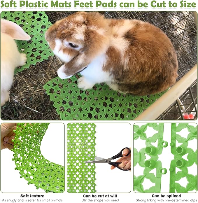 kathson 12PCS Rabbit Feet Pad Plastic Cage Mat Floor Mats Bunny Hole Leak Water Pads for Pet Cats Dogs Hamster Rat Chinchilla Guinea Pig and Other Small Animals