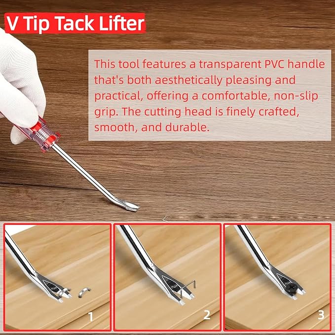 4 Pcs Staple & Nail Puller Tool Kit – Upholstery Staple Remover, Tack Lifter, Nail Puller Pliers & Fastener Remover for Furniture, Floor, Wall, Wood, Car, Photo Frame