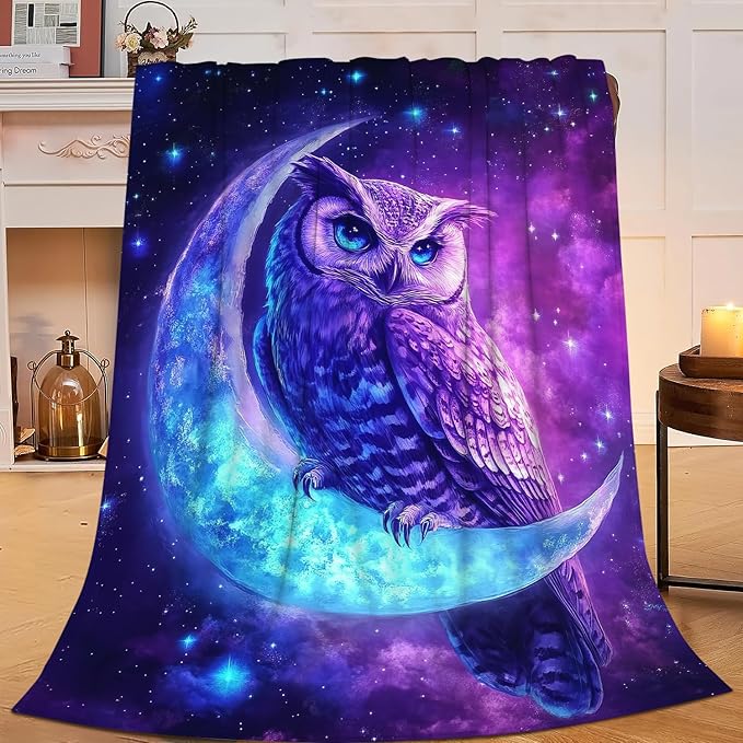 Owl Blanket Owls Blankets Fleece Plush Flannel Super Soft Cozy Fuzzy Warm Lightweight Stuff Owl Lover Decor Gifts for Boys Girls Kids Adults Men Women 60" x 80"