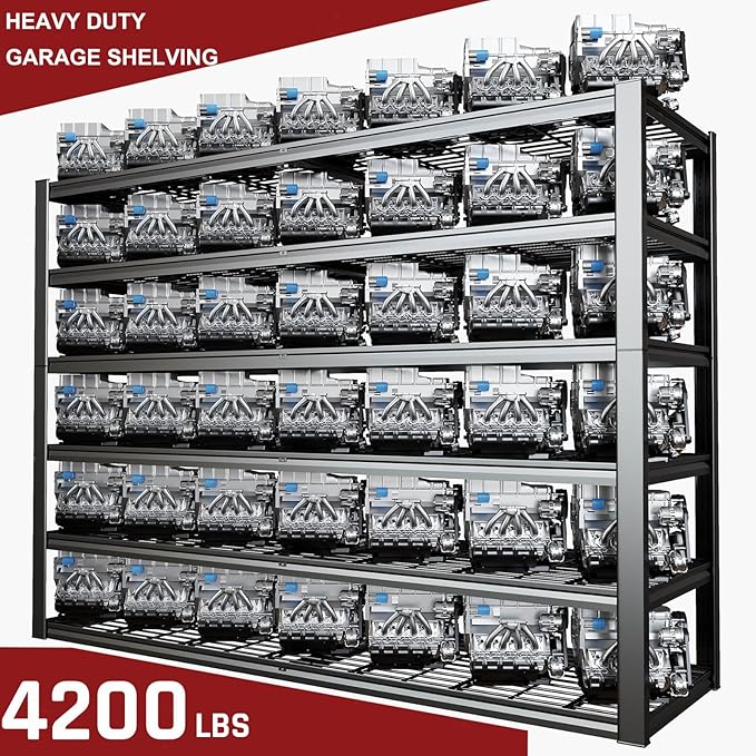 67" W Garage Shelving Heavy Duty, Adjustable 6 Tier Metal Shelves, Commercial Metal Shelf Rack, Industrial Shelving