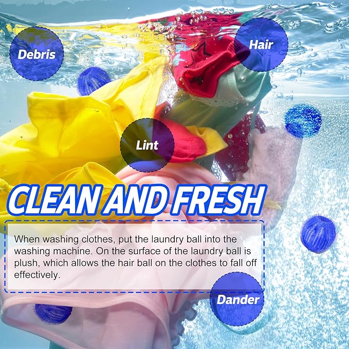 Pet Hair Remover for Laundry, 12 PCS - Reusable Dog & Cat Hair Remover Tool, Effectively Removes Pet Hair, Lint and Dander from Bedding and Clothing, Suitable for Washing Machines, Dryers