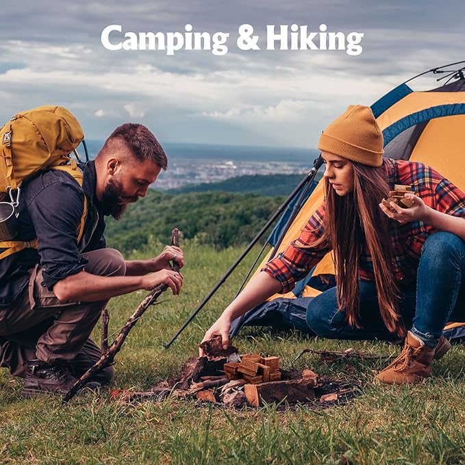 Fire Starter Squares 72Pcs,Natural Fire Starters for Campfires,Grill,BBQ,Wood Stove -Waterproof,Weather Resistant Fire Starters for Fireplace-Camping Firestarter Cubes Accessories Kit