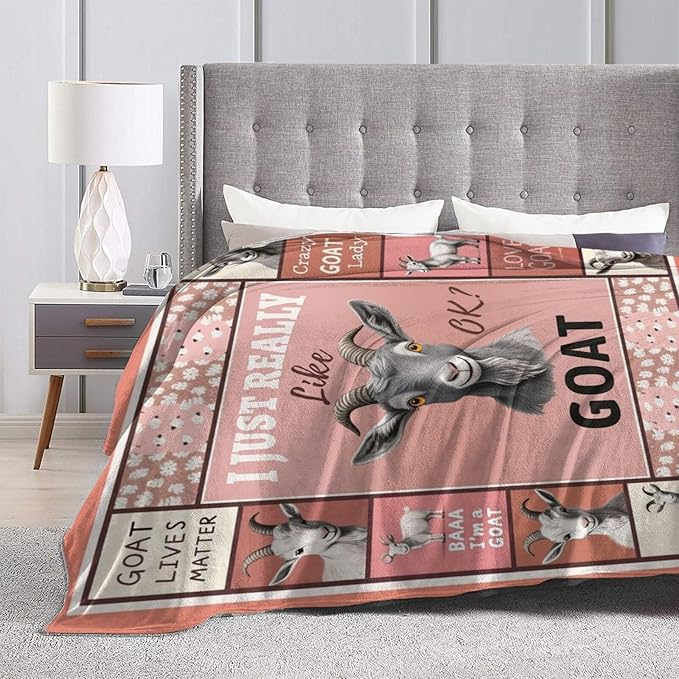 Goat Blanket, Soft Plush Fleece Farm Animal Throw Blanket - Cozy Warm Stuffed Blankets Bedding Goat Gifts for Women Girls Kids Adults 60"X80"