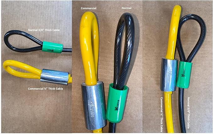 Commercial Heavy Duty Braided Galvanized Steel Anti-Theft Security Cable with Looped Ends. (1/2 Inch Thick, 7x19 Construction, 20 Feet)