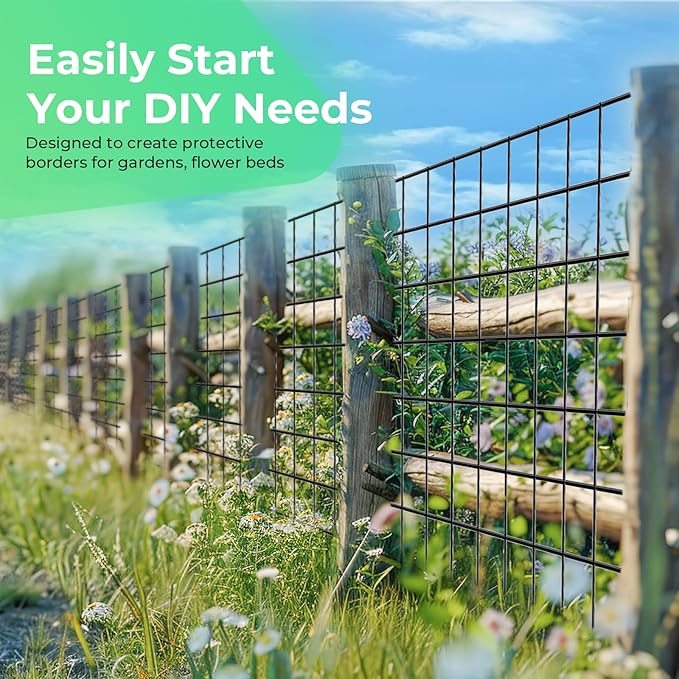 Garden Fence Black PVC Coated Welded Wire Fencing 24 Inch x 100 Foot, 2 Inch x 3 Inch 16GA, Garden Border Fencing Roll Vinyl Coating Metal Wire Mesh for Yard Vegetable Plant Protection Poultry Netting