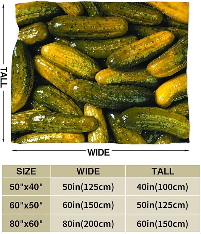 Pickle Blanket Gifts for Girls Boys Soft Warm Plush Pickle Cucumber Foodie Throw Blanket Flannel Fleece Fuzzy Pickles Blanket for Kids Lover Bed Couch Living Room Decor 50"X40"