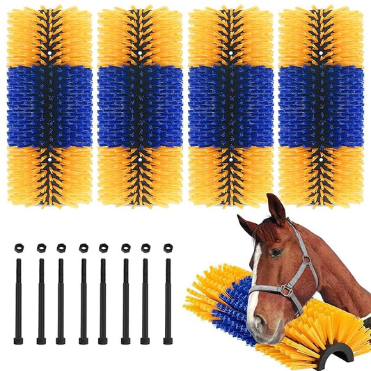 4 Pack Livestock Scratching Brush Horse Massage Grooming Brushes with 8 Screws for Goat,Cattle,Cow,Sheep, Horses,Pigs and Other Animal Back Scratching
