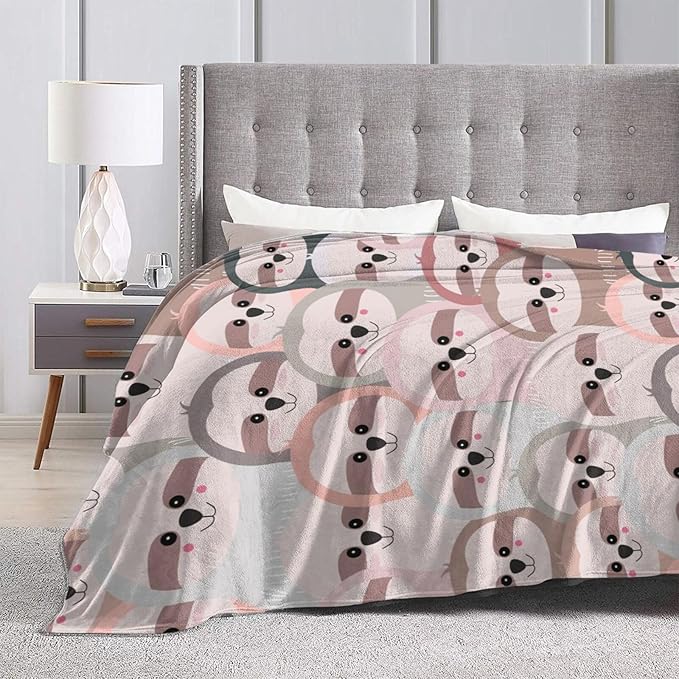 Soft Cozy Pink Sloth Flannel Fleece Throw Blanket - Fluffy Warm Animal Plush Bedding Stuff Decor - Gifts for Girls, Boys, Kids, Women, Adults - Bed, Travel - 60"x80"