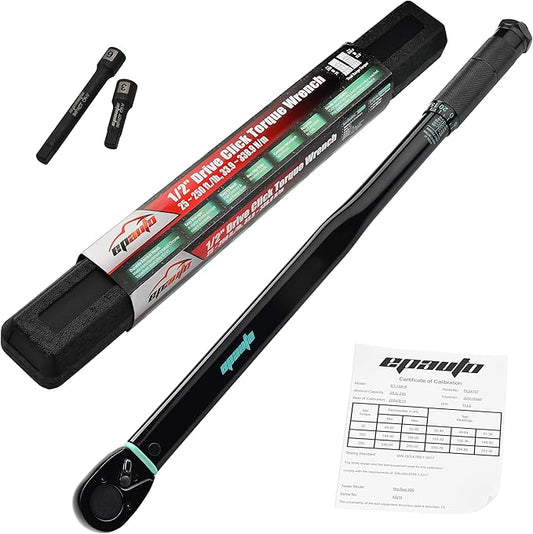 EPAuto 1/2-Inch Drive Click Torque Wrench, 25-250 ft-lb/33.9-338.9 Nm, Black