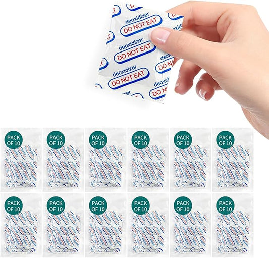 400cc Food Grade Oxygen Absorbers -120 Packs (10 Packs x 1 Vacuum Bag) Oxygen Absorbers for Food Storage, Oxygen Packets for Long Term Food Storage - O2 Absorber Food Grade