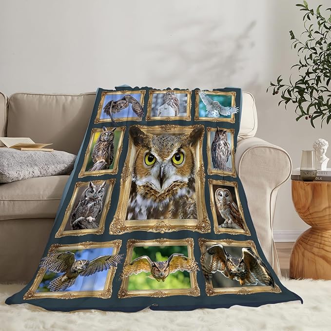 Owl Blanket Gifts for Girls Boys Soft Warm Plush Cute Owl Throw Blanket Flannel Fleece Fuzzy Stuff Blanket for Bed Couch Living Room Decor 50"X40"