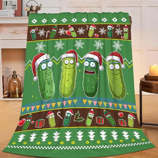 Dynova Christmas Pickle Blanket Cozy Plush Pickles Lovers Throw Blankets Fuzzy Flannel Fleece Funny Gifts for Girls Boys Women Men 50"X40"