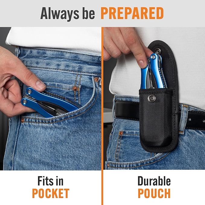 Practical Christmas Stocking Stuffer for Men, Dad, Husband | 15-in-1 Multitool Pocket Knife & Pliers | Compact EDC Camping, Hiking & Survival Gift. Essential Tool Kit for Him with Safety Lock.