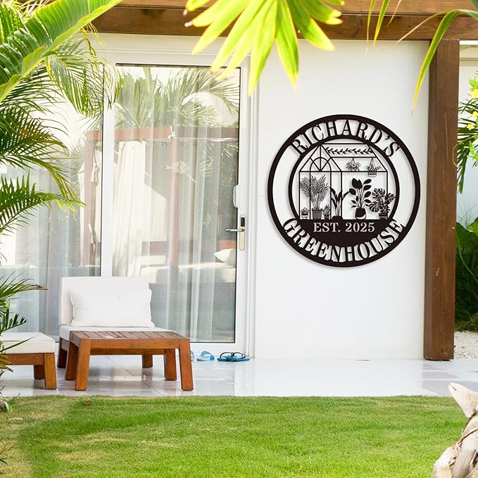 Personalized Metal Garden Greenhouse Sign, Custom Hanging Garden Decor for Outside, Perfect Mother's Day, Grandma, Sister Gift, Unique Gardenhouse Sign