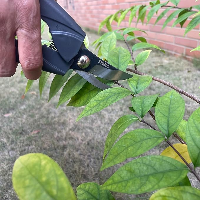 SUMIO 6-Piece Gardening Hand Tool Set – Includes Trowel, Transplanter, Cultivator, Lever Weeder, Bypass Pruner & Storage Bag – Garden Tools Kit for Planting, Weeding, and Pruning (Gray)