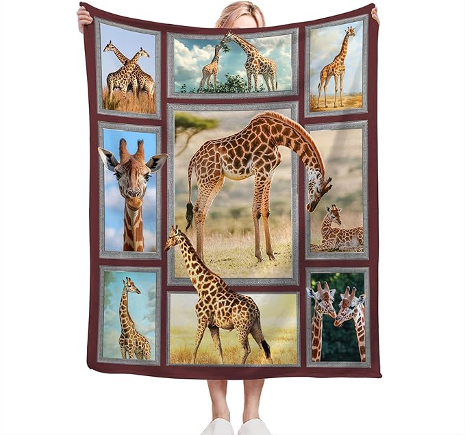 Giraffe Blanket Gifts for Girls Boys Soft Warm Plush Wild Animal Giraffe Throw Blanket Flannel Fleece Fuzzy Blankets for Kids Women Man Lover Bed Couch Living Room Decor 80"X60"