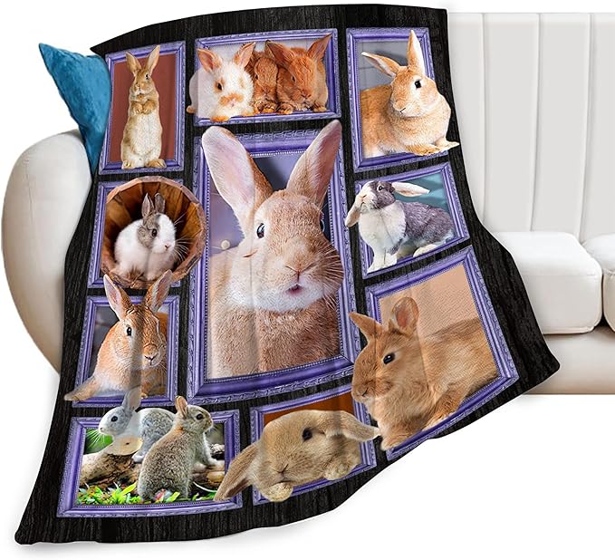 Easter Rabbit Blanket Bunny Decor Throw Blanket Super Warm Soft Plush Lightweight Fleece Flannel Animals Blanket Rabbit Gifts for Women Girls Boys Men Kids for Season Couch Bedding 40"X50"