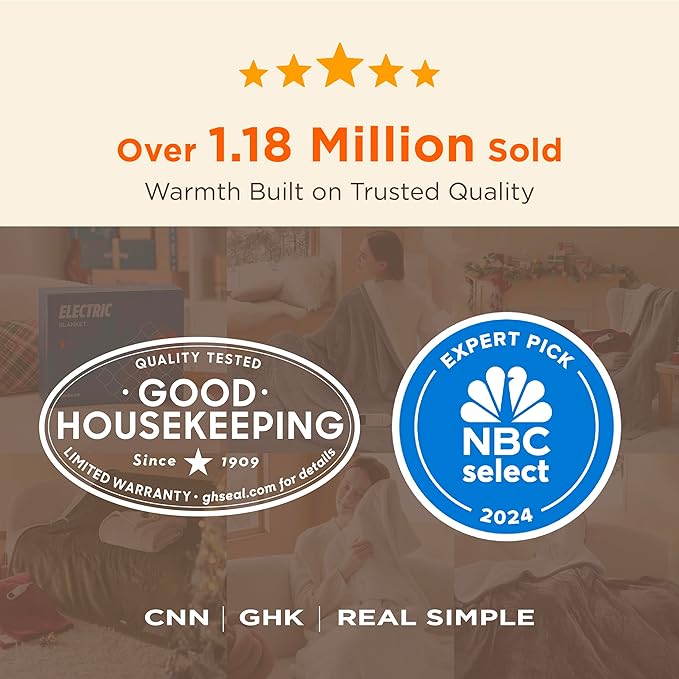 Bedsure Electric Blanket Queen Size - Dual Control Heated Blanket Queen, Fast Heating with 10 Time Settings & 10 Heat Settings, Warm Gift for Grandma (84x90 inches, Black)