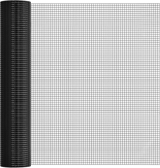 Black 19 Gauge 1/2 Inch Hardware Cloth - Vinyl Coated Welded Wire Mesh Roll - Duty Rust Proof Fencing for Gardens, Poultry Animal Netting Cage Screen (Black 1/2 48inx100Ft)