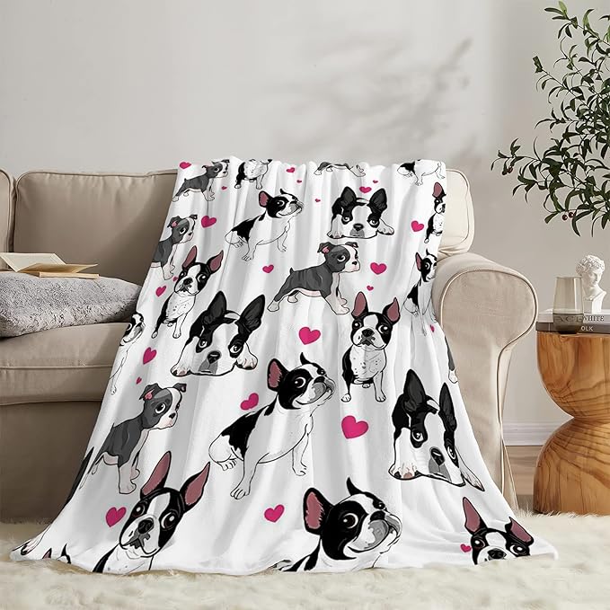 French Bulldog Kids Adults Throw Blanket - Ultra Soft Cozy Fleece for Couch Sofa Bed - 60"x80"