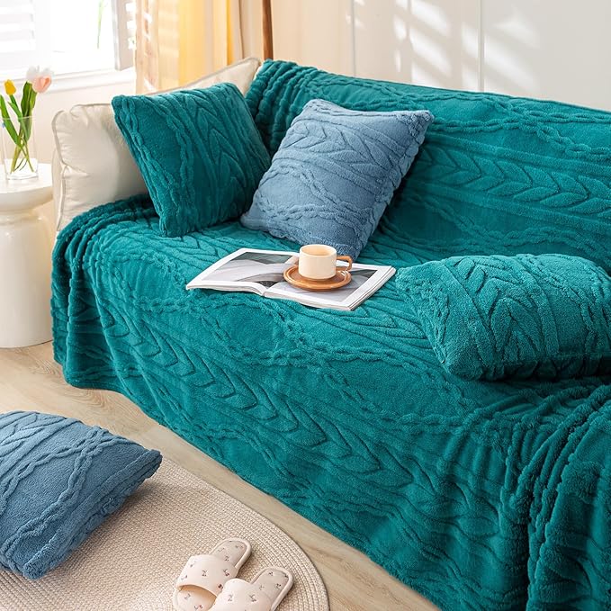 YUSOKI Sherpa Throw Blanket(Without Pillows)-3D Stylish Design Super Soft Cozy Blanket Thick Plush Fluffy Blankets for Teen Girls Women Couch Bed Sofa Chair Men Boys Gift(Teal,50"x65")
