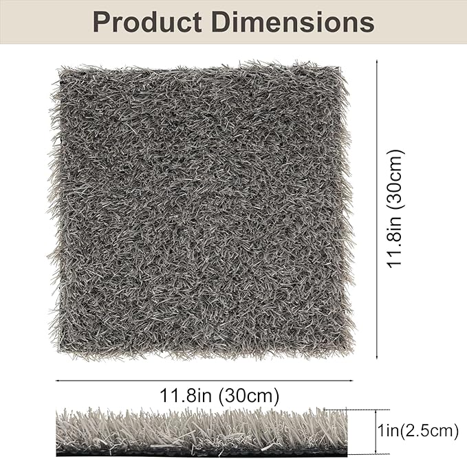 8 Pack Chicken Nesting Pads for Chicken Coop, 11.8"x11.8" Reusable Plastic Artificial Grass Nesting Box Pads Washable Laying Eggs Turf Egg-Protecting Mats for Coops, Pets & Crafts - Grey