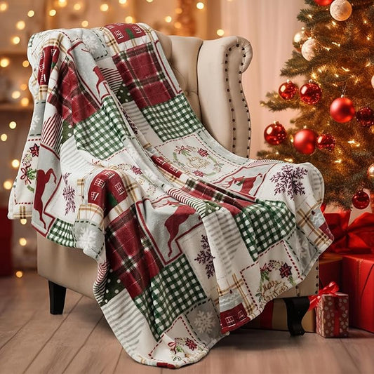 PHF Printed Fleece Throw Blanket, No Shed No Pilling Ultra Soft Plush Cozy Xmas Prints Theme Home Décor Flannel Blanket for Bed, Sofa, Couch and Gift, 50" x 60", Rindeer