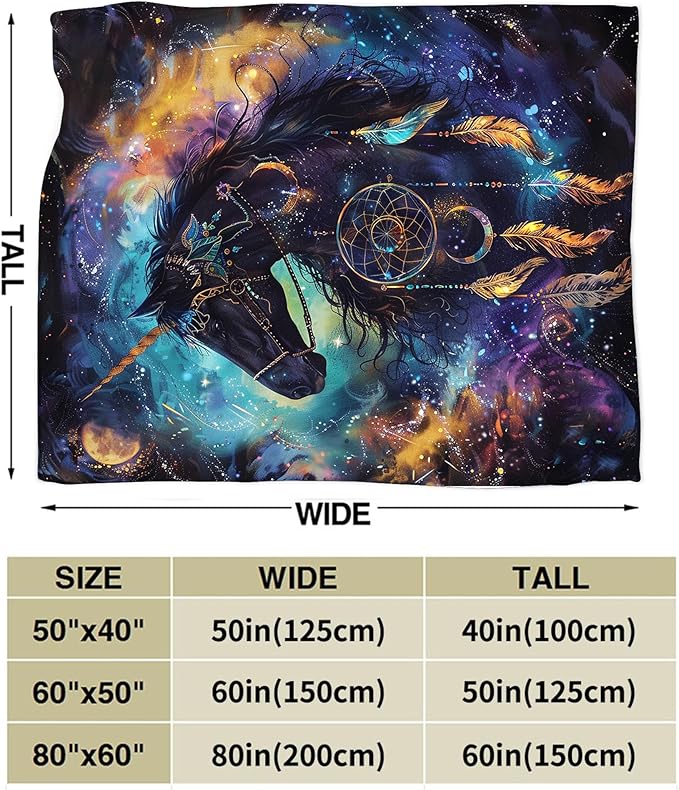 Fantasy Horse Throw - Soft, Warm Fleece Blanket for Girls, Women, Men, Kids & Adults - Couch, Sofa, Bed - 60"x50"