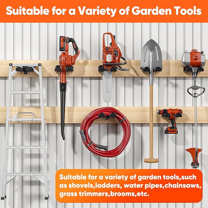Weedeater Hanger,2 Pack Garage Tool Organizer Storage Trimmer Rack for Open Trailer, Heavy Duty Metal Grass String Weed Wacker Eater Holder Wall Mount Loads 25lbs,Garden Hooks for Lawn Yard