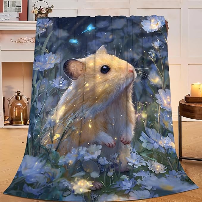 Hamster Blanket Gifts for Girls Boys Cute Animal Lover Throw Cozy Plush Fleece Flannel Lightweight Fuzzy Blankets for Women Men 60"X50"