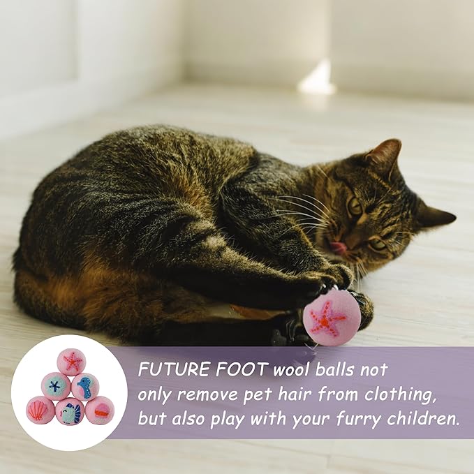 Wool Dryer Balls XL Size 6 Pack - Fun Dryer Balls with Ocean Pattern Cute Dryer Balls Laundry Reusable Anti Static Handmade New Zealand Wool Balls (Cute Ocean Pattern)